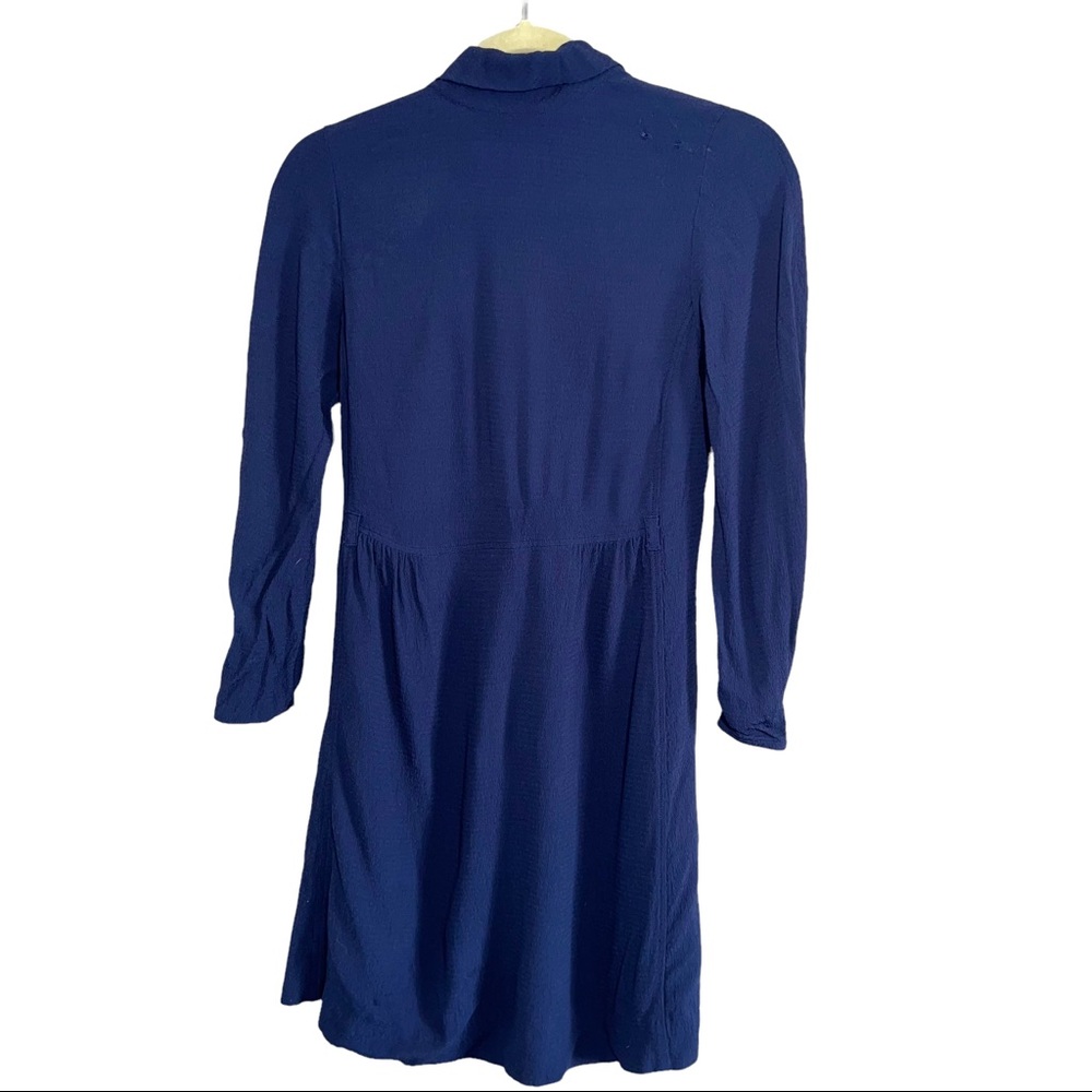 See By Chloe Blue Dark Denim Mock Neck Long Sleeve Dress Size 36 Flawed